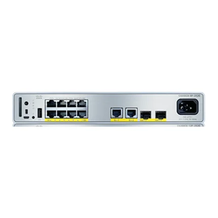 نمای جلوی سوئیچ کامپکت سیسکو C9200CX-8P-2X2G-E با ۸ پورت PoE+