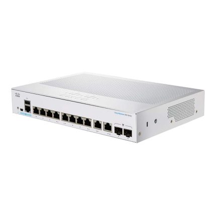 سوئیچ Cisco مدل CBS250-8T-E-2G با نمای کامل دستگاه