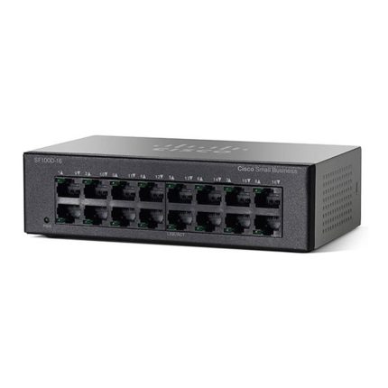 سوئیچ Cisco مدل SF110D-16 با نمای کامل دستگاه