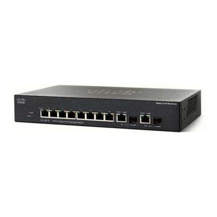 سوئیچ Cisco مدل SG350-10 با نمای کامل دستگاه