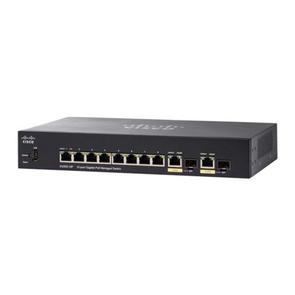 سوئیچ Cisco مدل SG350-10MP با نمای کامل دستگاه