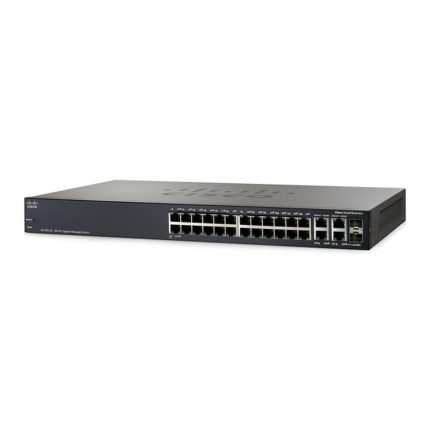سوئیچ Cisco مدل SG350-28 با نمای کامل دستگاه