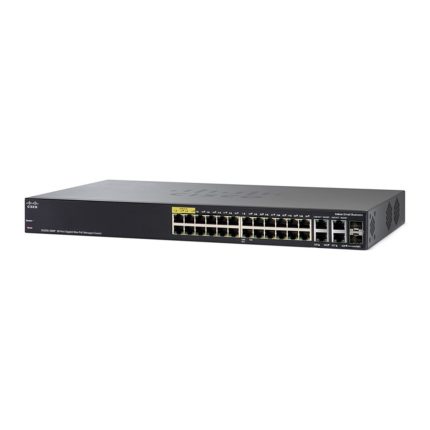 سوئیچ Cisco مدل SG350-28P با نمای کامل دستگاه