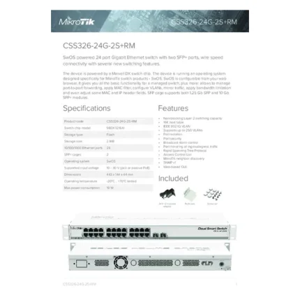 سوئیچ میکروتیک مدل CSS326-24G-2S+RM